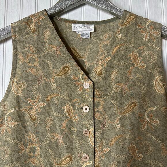 Doncaster Vintage Silk Paisley Print Sleeveless Blouse - Picture 2 of 4